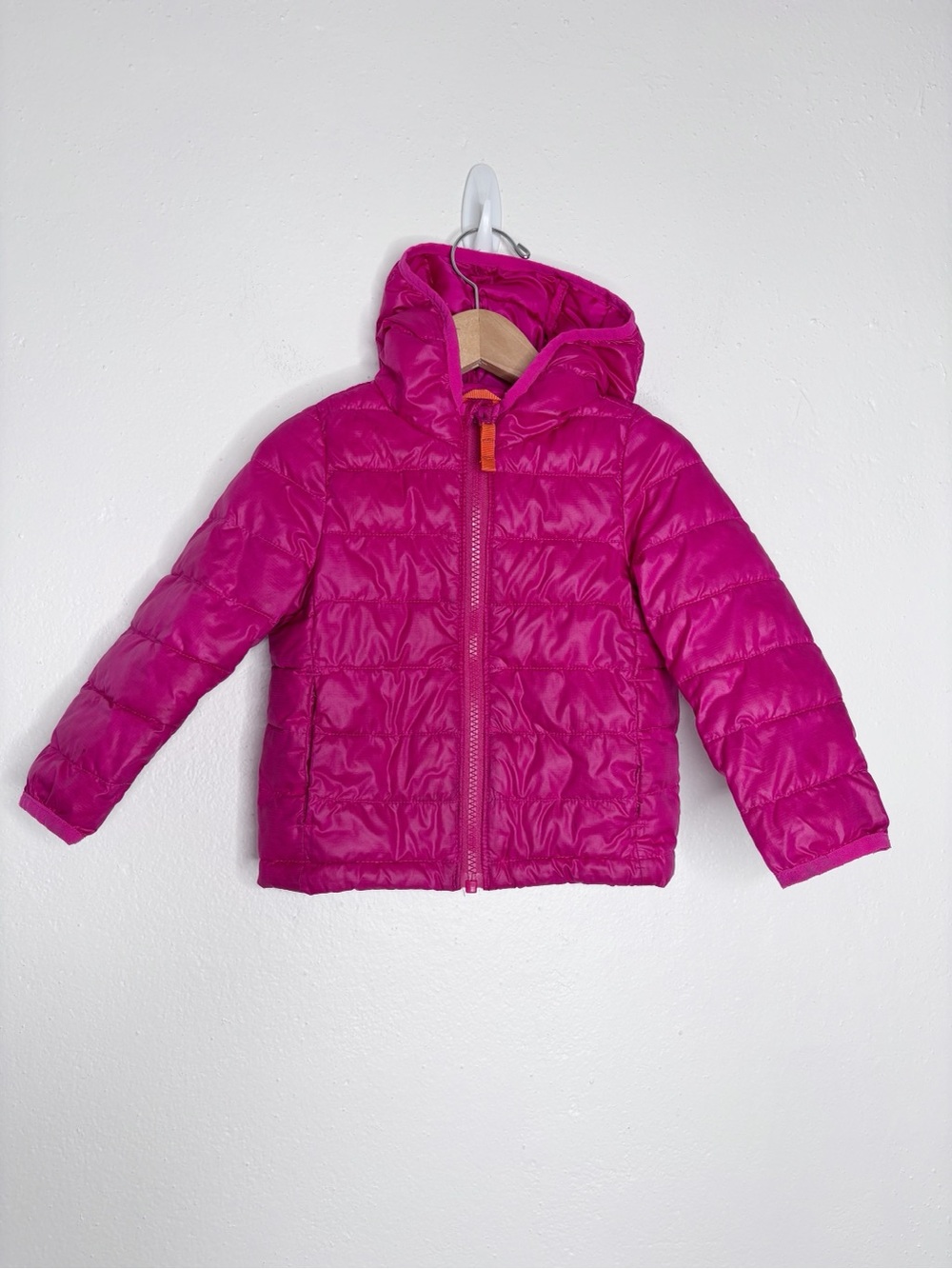 Primary Hooded Puffer Pink Full Zip Size 18-24M